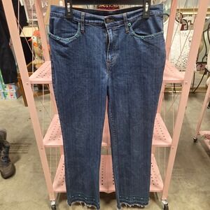 Bill Blass Jeans Size 10 Stretch Embellished Dark Wash Denim Straight Leg